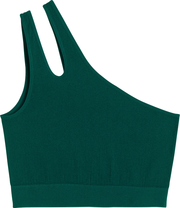 Front view of isolated dark green crop top body