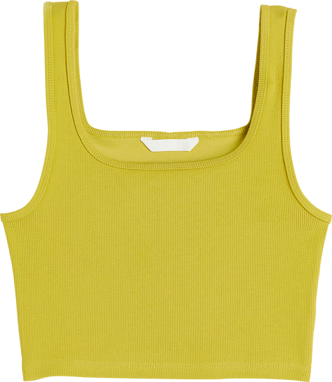 Front view of isolated basic yellow crop top